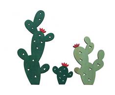 GLOREX 6 7103 409 Holzdeko, Kaktus, 3tlg 5, 5-19cm, mehrfarbig