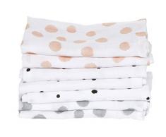 Baby Waschtücher aus Baumwoll-Musselin, Baby Waschlappen - (7 Stück), 30x30 cm, Öko-Tex Standard 100, Kleckse apricot