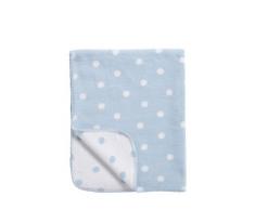 Meyco 1531051 Babydecke / Kuscheldecke aus 100 prozent Baumwolle, 75 x 100 cm, Punkte blau / weiß