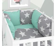 Babybett-Wäsche und Kissen-Nestchen - Sechs Kissen samt Bezügen für das Babybett 70 x 140 cm