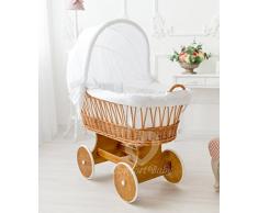 ComfortBaby ® Snuggly Baby Stubenwagen - komplette all inclusive Ausstattung - Zertifiziert & Sicher (Natur - Weiß)