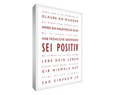 Little Helper BP2436-09RG Feel Good Art Wandschmuck Leinwand im modernen typographischen Stil Sei Positiv, 91 x 60 cm, rot mit weiß