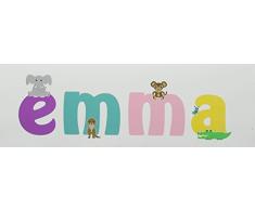 Feel Good Art Galerie verpackt Leinwandbild für Kinderzimmer, die Solide Front Panel rechteck Design Cute Illustrationen und personalisiert mit Girl s Name (15 x 42 x 4 cm, klein, Emma)