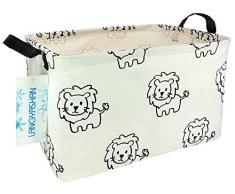 Langyashan Rechteckiger Aufbewahrungskorb aus Segeltuch, faltbar, Geschenkkorb mit Griffen, Spielzeugkiste/Spielzeugaufbewahrung für Jungen und Mädchen – Wäschekorb/Kinderzimmerkorb löwe