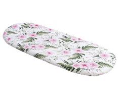 Spannbettlaken für Kinderwagen Stubenwagen Baby Spannbetttuch Wiege Stuben Bettlaken (pinke Blumen)