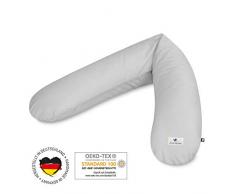 Julius Zöllner Stillkissen, Schwangerschaftskissen, Lagerungskissen, besonders angenehme und anschmiegsame Flockenfüllung, ca. 180 cm, uni silver