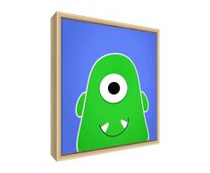 Feel Good Art eco-printed und gerahmt Kinderzimmer Leinwand mit Natur massiv Holzrahmen (30 x 30 x 3 cm, klein, blau, Bob der Blobby Monster)
