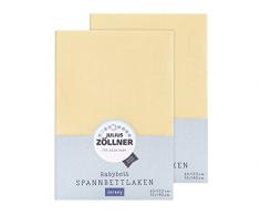 Julius Zöllner 8380347200 Jersey Spannbetttuch Doppelpack für das Kinderbett, Gr. 60x120 / 70x140, banana