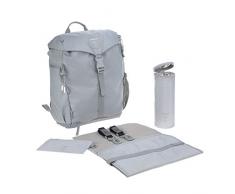 LÄSSIG Baby Wickel-/Wanderrucksack mit Wickelunterlage, Kinderwagenbefestigung, Flaschenwärmer wasserabweisend nachhaltig produziert/Outdoor Backpack grey