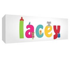 Feel Good Art Galerie verpackt Leinwandbild für Kinderzimmer, die Solide Front Panel rechteck Design Cute Illustrationen und Girl s personalisiert mit Name (30 x 84 x 4 cm, groß, lacey)