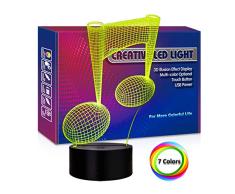 Nachtlicht mit 3D-Musiknoten, optisches Nachtlicht, 7 Farben, LED-Illusion, Weihnachtsgeschenk, Geburtstagsgeschenk für Jungen, Freund, Ehemann, Sportliebhaber, Fans, Herren, Schlafzimmer, Dekoration, Raumdekoration