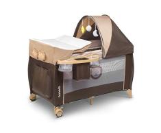 Lionelo Sven Plus 2 in 1 Baby Bett Laufstall Baby ab Geburt bis 15 kg Wickelauflage Moskitonetz luftige Seitenwände mit Seiteneingang Tragetasche zusammenklappbar (Beige Stripes)