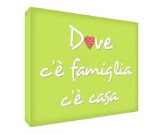 Feel Good Art HMEFAM2436 – 01It Bild auf Leinwand Wand in Frühstücksflocken mit Text Wo KÃÂ ¤ Familie gibt KÃÂ ¤ Haus 91 x 60 x 4 cm Verde Limone