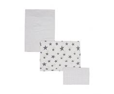 Cambrass 40460 3-Teiliges Set für Babybett 60: Bettlaken 100x165 cm, Spannbettlaken, Kopfkissen 100x165 cm Be Universe grau