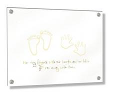 Feel Good Art Wand montiert 3D Acryl Rahmen mit Stand-Off Schrauben (20 x 30 x 0,6 cm, klein, mehrfarbig, Ihren kleinen Füße Stahl Unsere Herzen)