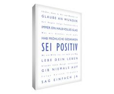 Little Helper BP1216-04RG Feel Good Art Wandschmuck Leinwand im modernen typographischen Stil Sei Positiv, 40 x 30 cm, blau mit weiß
