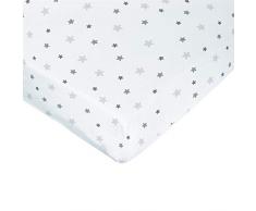 PMP Spannbettlaken, Weiß, mit grauem Sternenmuster, 70 x 140 cm