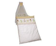 roba Kinder-Bettgarnitur 4-tlg, Babybett-Ausstattung Safari, Bettset 4-teilig: Bettwäsche 100x135 (Decke & Kissen), Nestchen, Himmel