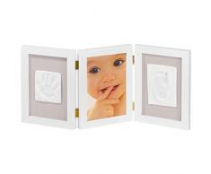 My Sweet Memories, Bilderrahmen dreiteilig mit Gipsabdruck und Foto für Baby Fußabdruck oder Handabdruck, weiß