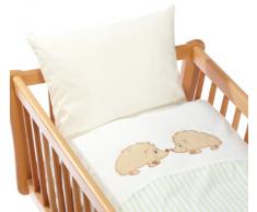 Julius Zöllner 8520010106 - Igelkinder Grün Bettwäsche mit Applikation, 80 x 80 cm / 35 x 40 cm