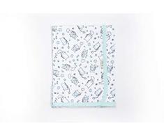 Ti TIN - weiche, saugfähige Babydecke, 80x75 cm | Krabbeldecke aus 100% Baumwolle mit doppellagigen Stoff, Babydecke fürs Auto, Wiege, Kinderwagen, Babyschale, etc, Katzen-Motiv, Turquoise