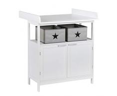 roba Wickelkommode Hamburg mit Wickelansatz, 2 Türen, 2 Canvas Boxen und Wandbefestigung, Wickeltisch mit Wickelaufsatz, als Kommode verwendbar, Wickelhöhe 92 cm