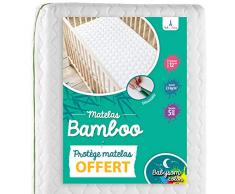 Babysom - Bambus Babymatratze| Kindermatratze + wasserdicht Matratzenschoner GESCHENKT - 60x120cm - Natur - Atmungsaktiv - Bezug abziehbar - Höhe 12cm