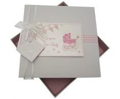 New Baby, Medium Fotoalbum, Rosa Kinderwagen & Wimpelkette