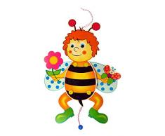 Hess Holzspielzeug 12430 Hampelmann Biene mit Blume aus Holz, ca. 40 x 17 x 3 cm