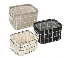 Local Makes A Comeback Aufbewahrungskorb aus Stoff, faltbar, Aufbewahrungskorb aus Baumwolle und Leinen (Schwarz + Weiß + Grau)