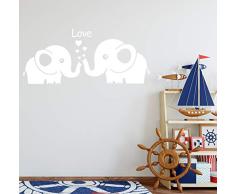 MAFENT 2 süßen Elefanten - Familie Wandtattoo Wand Aufkleber Wandsticker für Baby - Kindergarten Schlafzimmer Room Dekoration (Weiß)