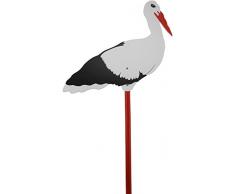 Bieco XXL Storch Geburt für Draussen aus Holz | 100 cm Groß | Willkommen Baby Geburtsgeschenk | Junge oder Mädchen | Gartenstecker | Kindsbaum | Storchaufsteller