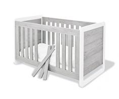 Pinolino 113440 Modernes, Trendiges Kinderbett mit 3 Schlupfsprossen, aus MDF, Edelmatt und Beschichtet, 140 X 70 cm, esche grau/weiß