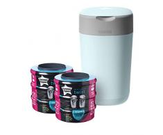 Tommee Tippee Windeleimer Twist & Click Sangenic Tec, Inklusive 1x Nachfüllkassette, blau + Windeleimer Nachfüllkassette Für Twist & Click Und Sangenic Tec Windeleimersysteme, 6er Set