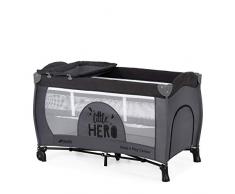 Hauck Sleep N Play Center Kombi-Reisebett, 7-teiliges, bis 15 kg, Neugeborenen-Einsatz, Schlupf, Wickelauflage, Rollen, Matratze, Tragetasche, höhenverstellbar, faltbar, Schwarz