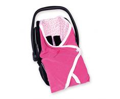 Bemini by Baby Boum 392LIZIE57TU Einschlagdecke für Babyschale BISIDE Baumwolle + Frottee LIZIE pompon 90 x 90 cm,rosa