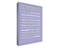 Little Helper HR128-16G Feel Good Art Wandschmuck Leinwand im modernen typographischen Stil Hausregeln, 30 x 20 cm, lila