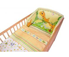 Cosing 332-028-98 Kinderbettwäsche Mit Nestchen Set Baumwolle 3 Teilig - Dino, orange