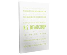 Feel Good Art Leinwand auf Rahmen, modern und typographisch, Limettengrün auf weiß, 30 x 40 cm