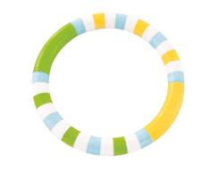 Bieco 27000028 Baby Greifring weiß, grün und gelb, Ringrassel aus Kunststoff, Rassel mit Geräuschen, Bunte Babyrassel, Motorikspielzeug für Babys und Kleinkinder ab 6M+, Mehrfarbig, 40 g