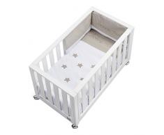 cotinfant Look At Me - Babybett 60 x 120 cm mit Matratze und Textil weiß/braun