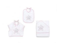 Italbaby Set mit Kapuzenhandtuch und Lätzchen little star rosa