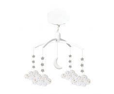 Trousselier - Musikmobile - Wolke - Baumwollbedruckte Sterne - Musik Wiegenlied Mozart - Klassischer Chic - Ideales Geburtsgeschenk - Einfach zu installieren - Farbe weiß