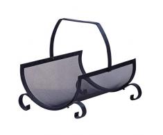 Metrox 99101 Holzkorb Windsor (Holztasche Stahl geschwärzt, Kaminholzkorb, mit Tragegriff, Maße 37,5x33x38 cm)