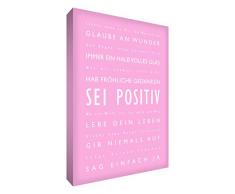 Little Helper BP1216-13G Feel Good Art Wandschmuck aus starker Leinwand im modernen typographischen Stil Sei Positiv, 40 x 30 cm, hellrosa