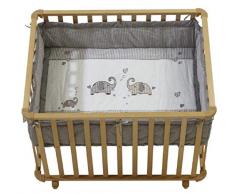 roba Laufgitter Jumbotwins, Laufstall 75x100 cm, sicheres Spielgitter inkl. Schutzeinlage & Rollen, Baby Krabbelgitter, Holz natur