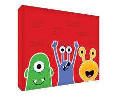 Feel Good Art Monster Leinwand auf Rahmen Wandtattoo modernen Stil-/illustrativen rot 30 x 20 x 4 cm klein