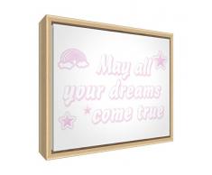 Feel Good Art eco-printed und gerahmt Kinderzimmer Leinwand mit Natur massiv Holzrahmen (64 x 44 x 3 cm, große, weiche rosa, May All Your Dreams Come True)
