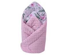Einschlagdecke Steckkissen Minky 100% Baumwolle 75x75 cm Schlafsack doppelseitiges weich ganzjährig multifunktional antiallergisch Babys Medi Partners (Blument mit hellrosa Minky)