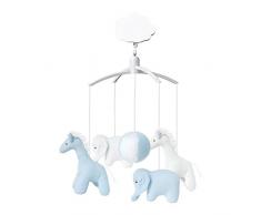 Trousselier - Musikmobile - Elefant & Giraffe - Baumwollstoff - Romeo & Julia Musik - Klassisch Chic - Ideales Geburtsgeschenk - Einfach zu installieren - Farbe blau